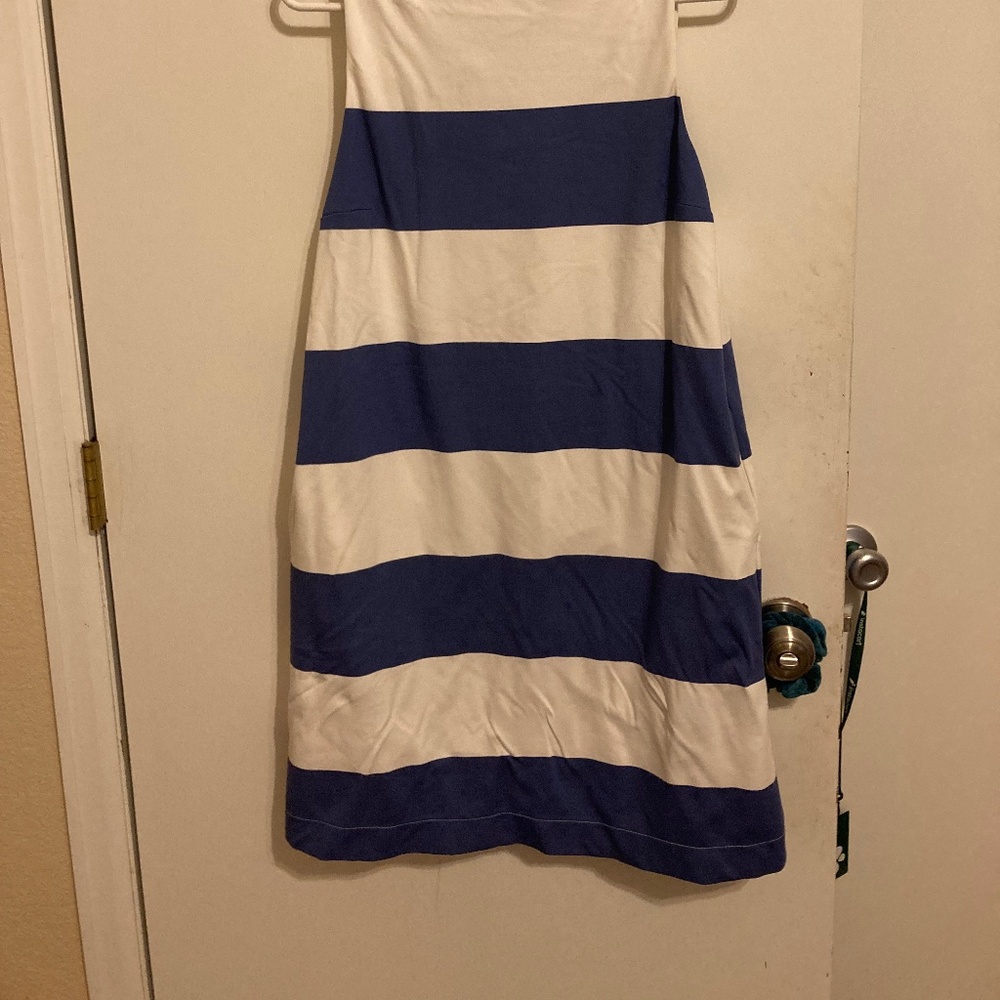 Blue and white cotton dress.